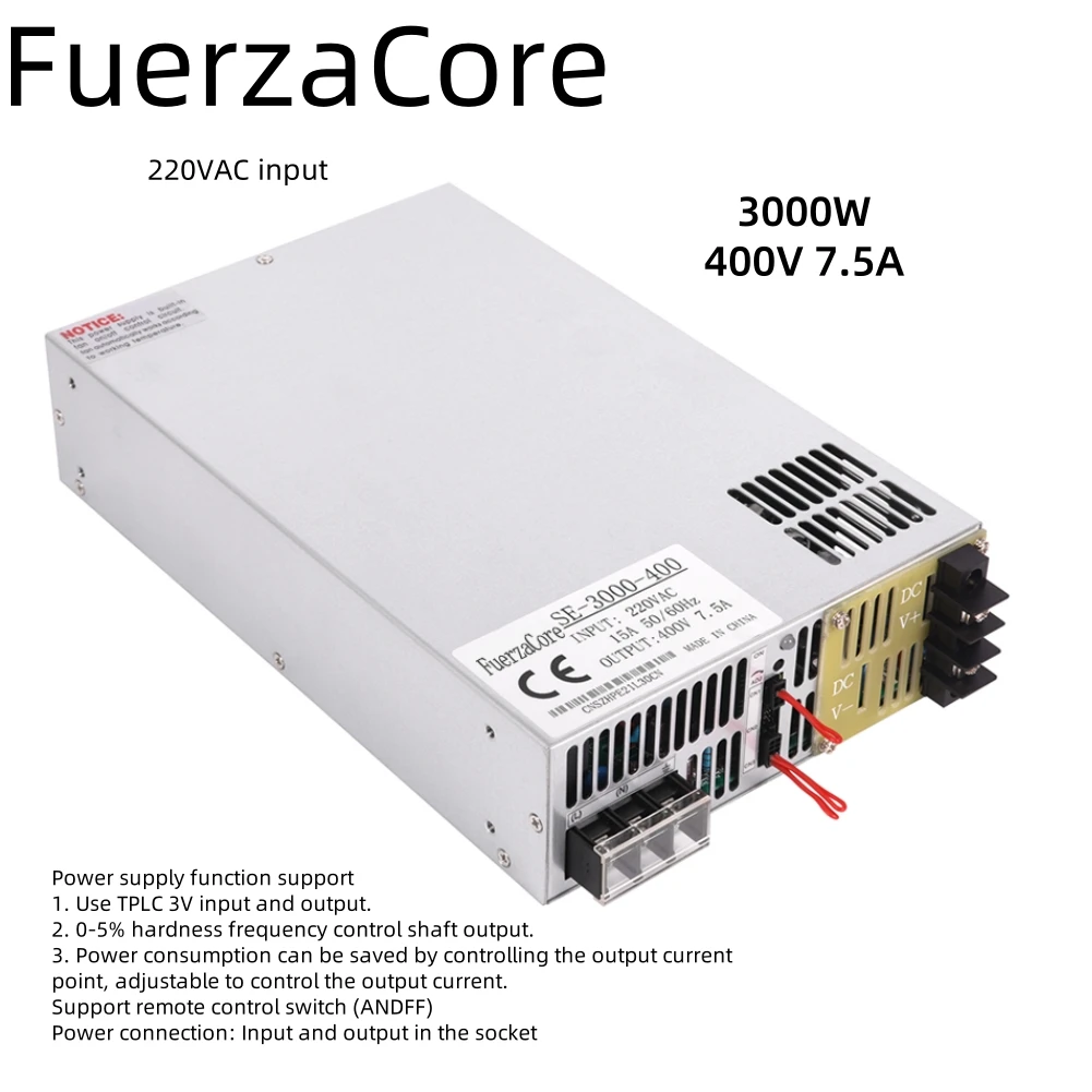 

3000W 400V High Power SMPS 0-400V Adjustable Voltage 0-5V Analog Signal PLC Control PWM 220VAC to DC 400VDC LEDMotor Battery use