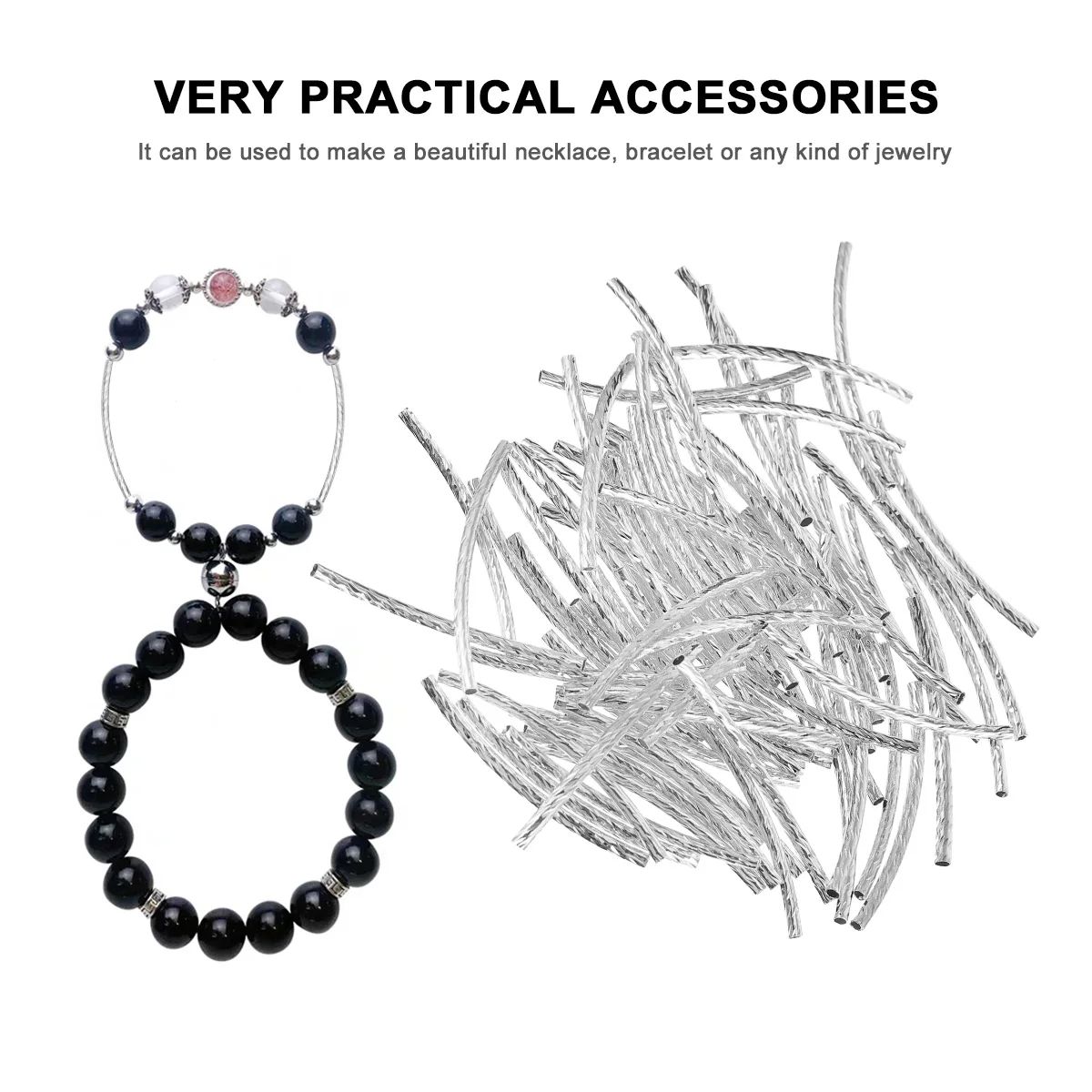

200pcs Beads Tube Spacer DIY Jewelry Making Diy Copper Tubes Necklace Accessories Gasket Black Out Bend Tubes Bead