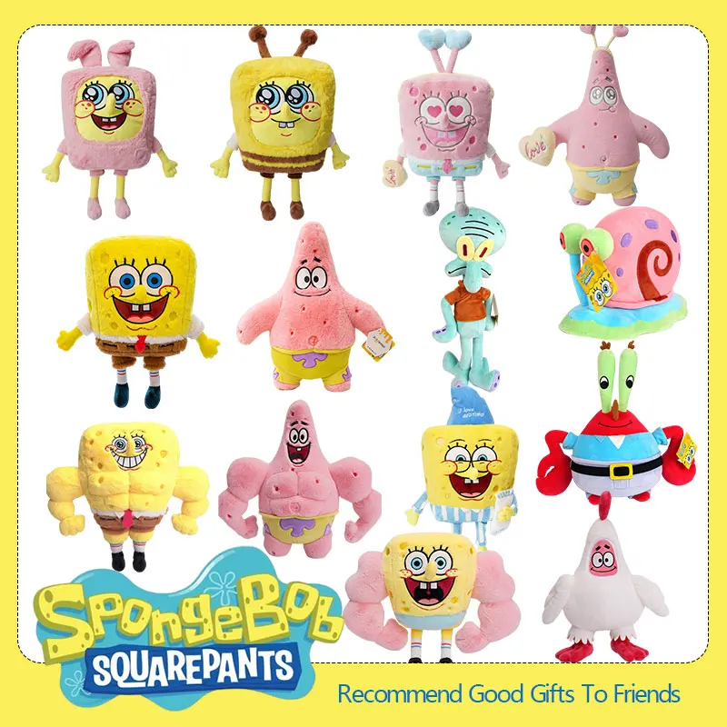 Anime Spongebob Squarepants Patrick Star Squidward Eugene H. Krabs Gary Kawaii Cartoon Stuffed Plush Toys Birthday Gift For Kids