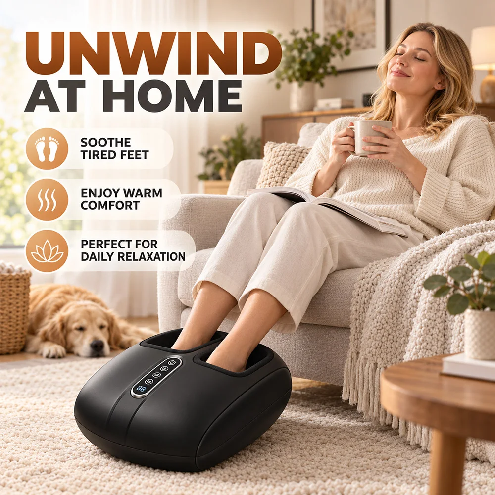 SIHAO Automatic Foot Massage Machine with Fully Wrapped Rollers Sole Kneading Airbag Pressing Relaxation Foot Massager