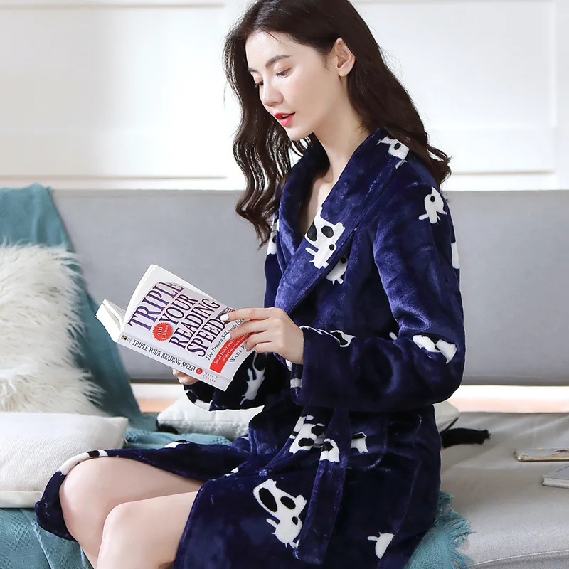 

New Flannel Nightgown Women Bathrobe Thickened Coral Fleece Robes for Women Night Wears for Women Pajamas