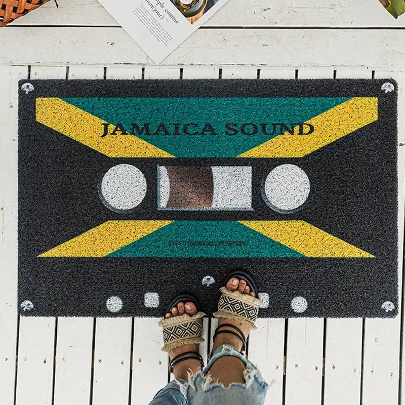 Vintage Music Theme Door Mats for Teens, Retro Tape Floor Mats, Music Art Style, Bath Carpets, Audio Cassette, Boys and Girls