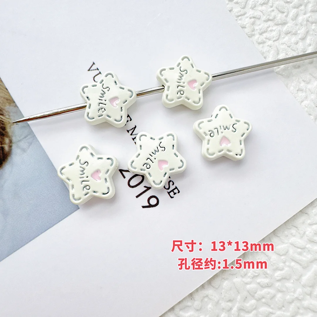 10pcs Macaroon Colour Cream Strawberry Star Love Beads Baked Paint Alloy Loose Spacer Beads For Jewelry Making DIY Accessories