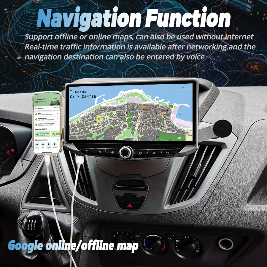 10.88inch Android 14 Qled Screen For Ford Transit Connect Tourneo Custom Ecosport Car Auto Multimedia Player GPS Carplay Stereo