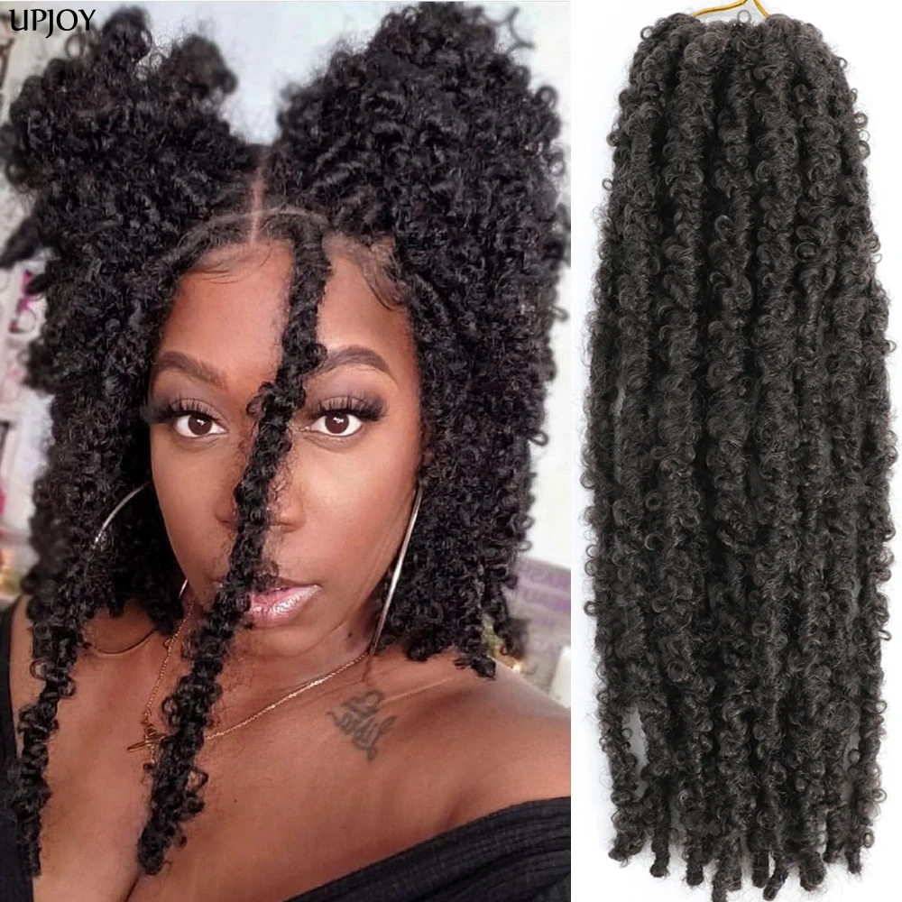 DistMurcia-Faux Locs au Crochet pour Femmes Noires, Papillon Rose, Cheveux Synthétiques Pré-Bouclés, Tressage Messy