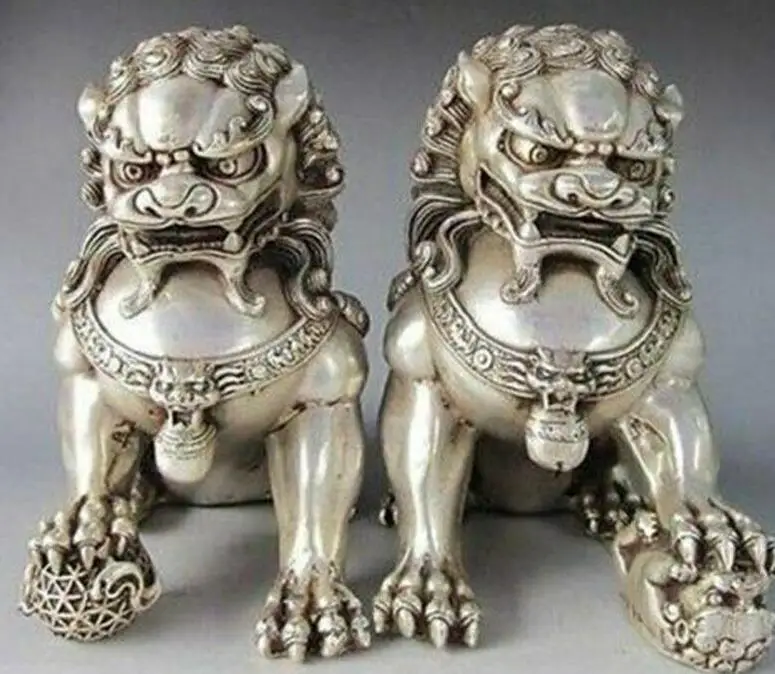 

Item specifics Region of Origin: China Primary Material: Silver Animal Type: Foo Dog Age: Unknown Color: Silver Theme: statue, F