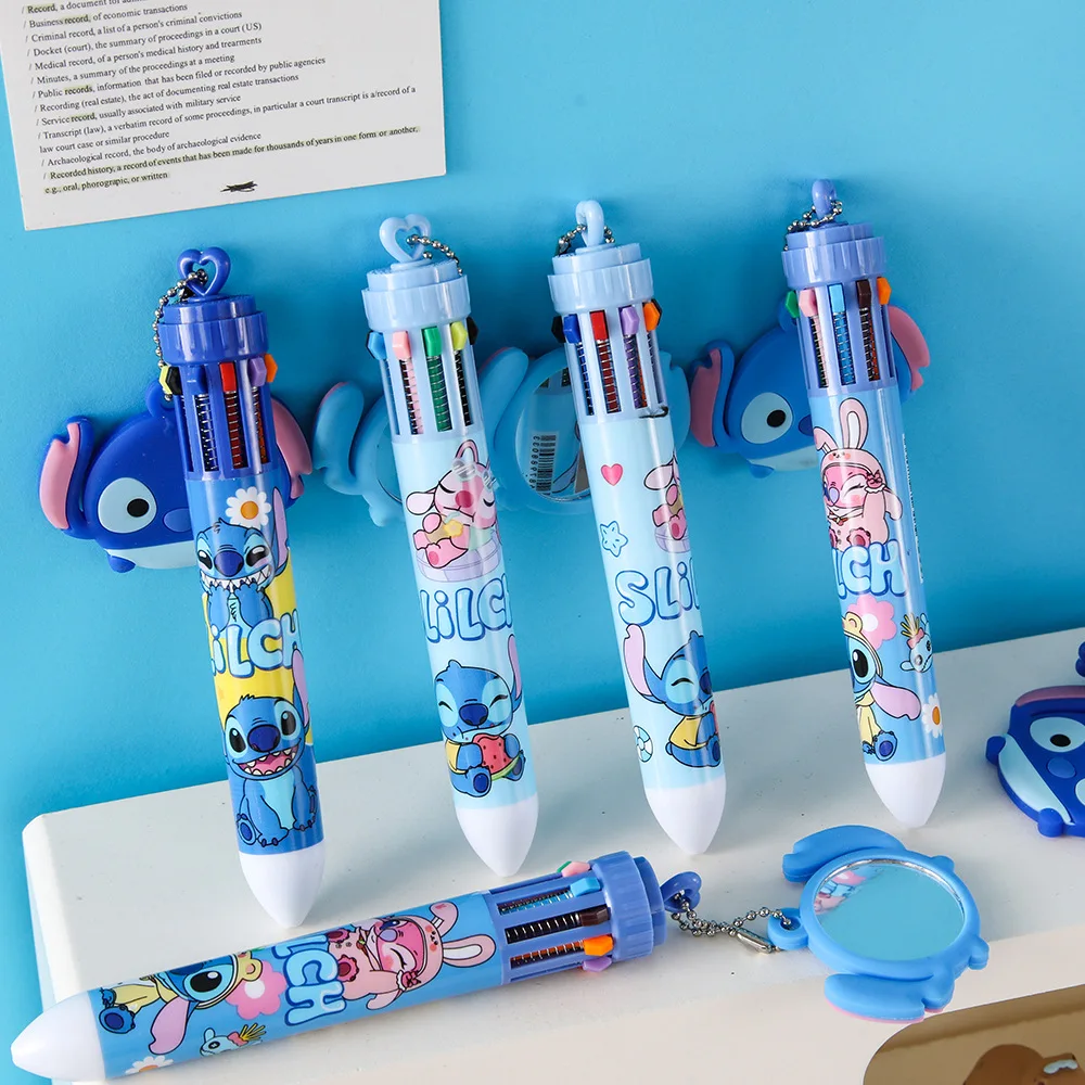 

Cartoon Stitch & Lilo Multiple Colors Ballpoint Pen Press Marker 0.7mm Student Graffiti Pen School Kids Stationery Gift 4pcs
