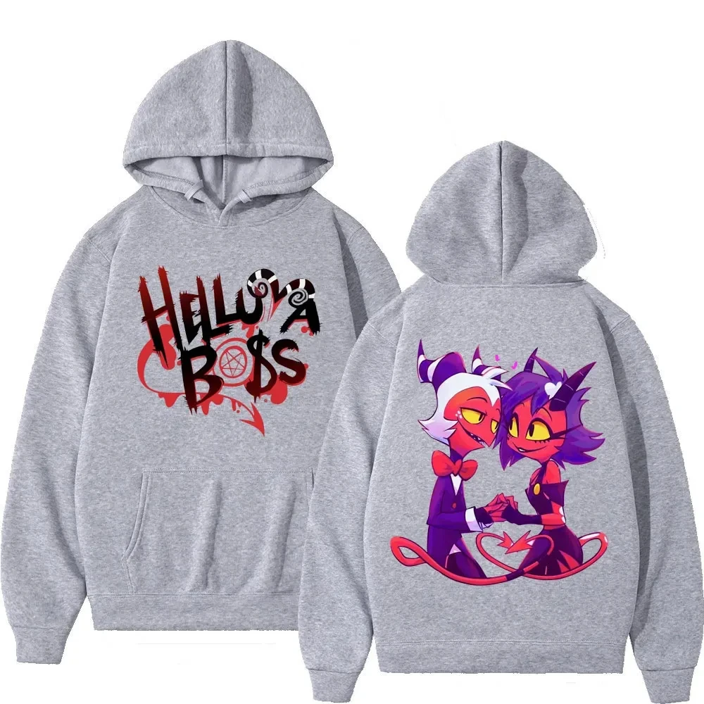 Sweatshirts Street Trend Casual Oversized PulloversAmerican Anime Helluva Boss Print Hoodie Men Women Fashion Cartoon Hooded