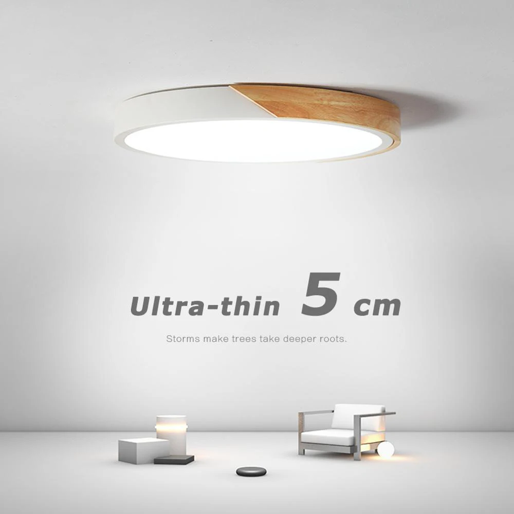 Plafonnier LED en Bois au Design Moderne, Luminaire Décoratif de Plafond, Idéal pour une Chambre à Coucher, un Couloir, un délégations ou un Salon,