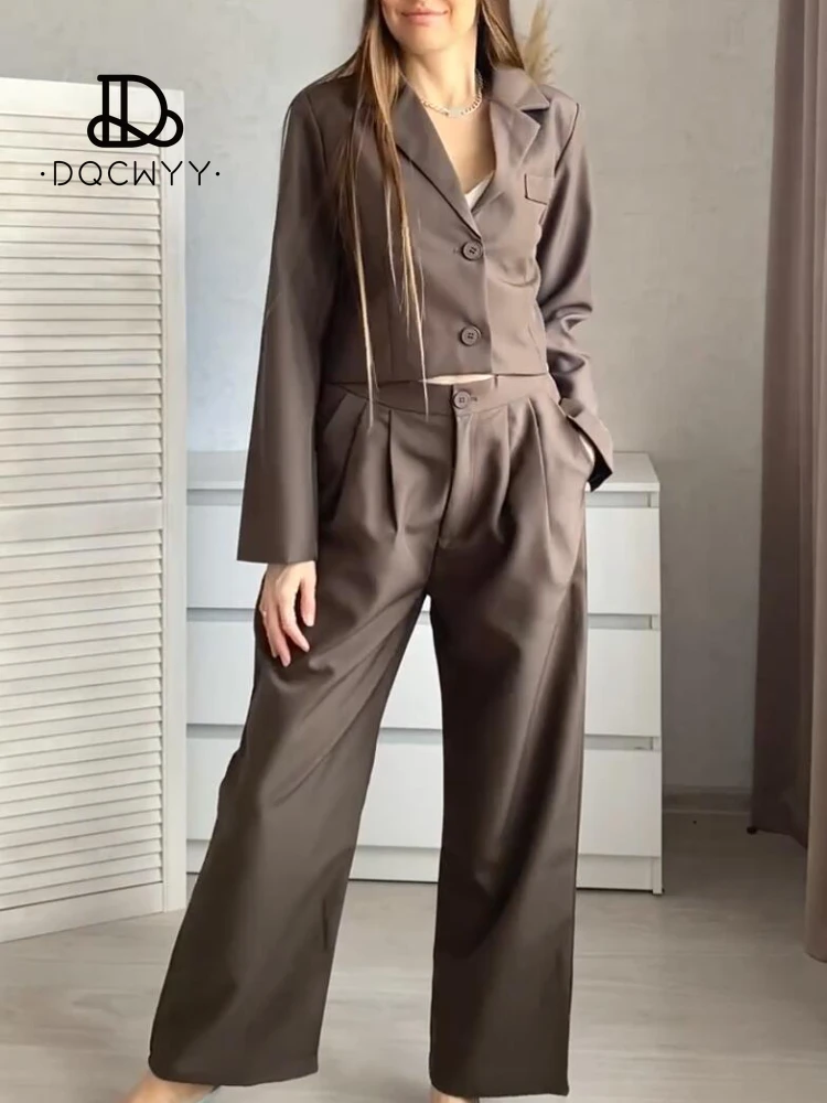 Pants Sets Casual Small Blazer Autumn Two Piece Sets Womens Outifits 2024 New in Pure Color Office Wear Fashion Women\'s Pantsuit