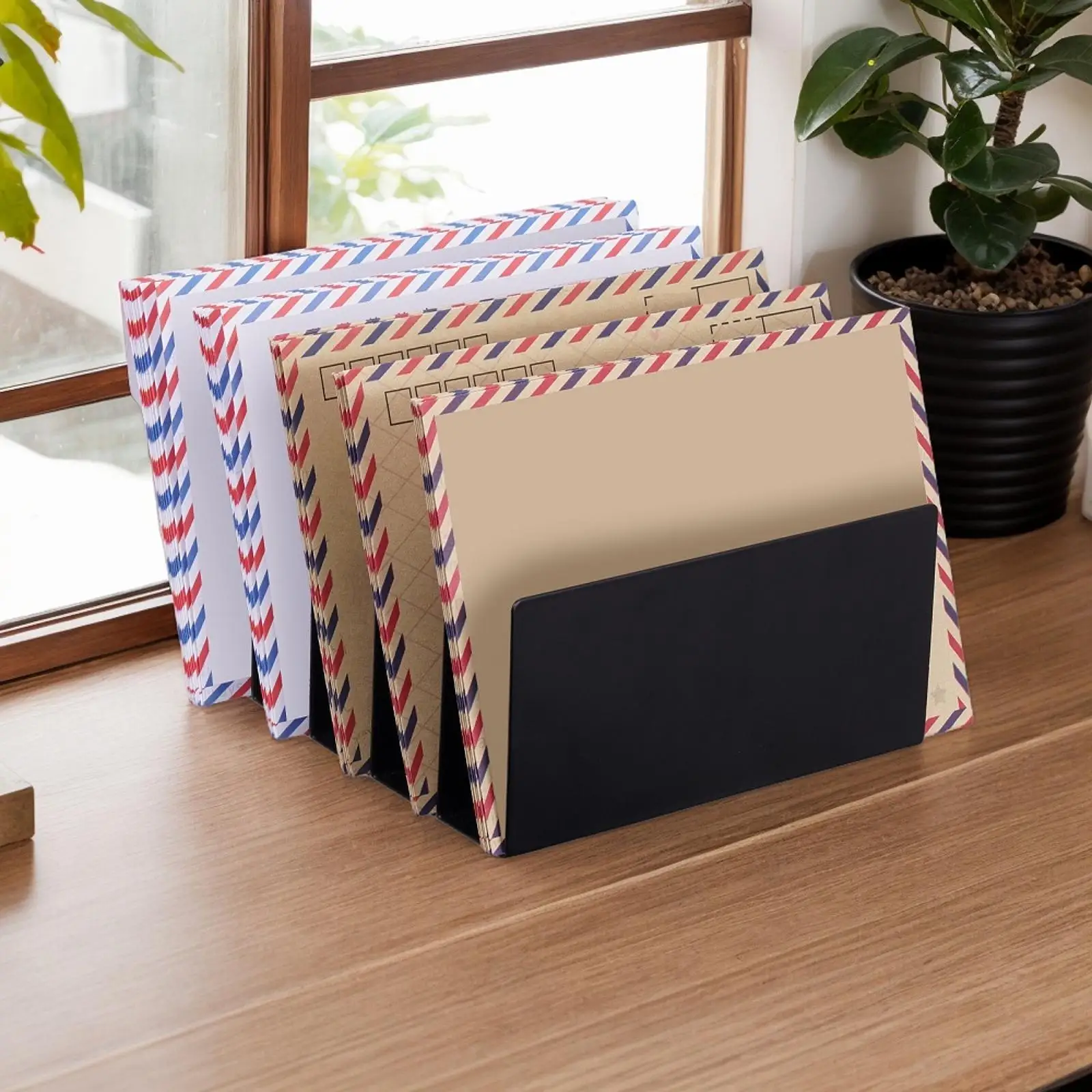 Desk File Organizer Organization 5 Sections Mail Sorter Desktop File Holder Letter Folder Rack for School Accessories