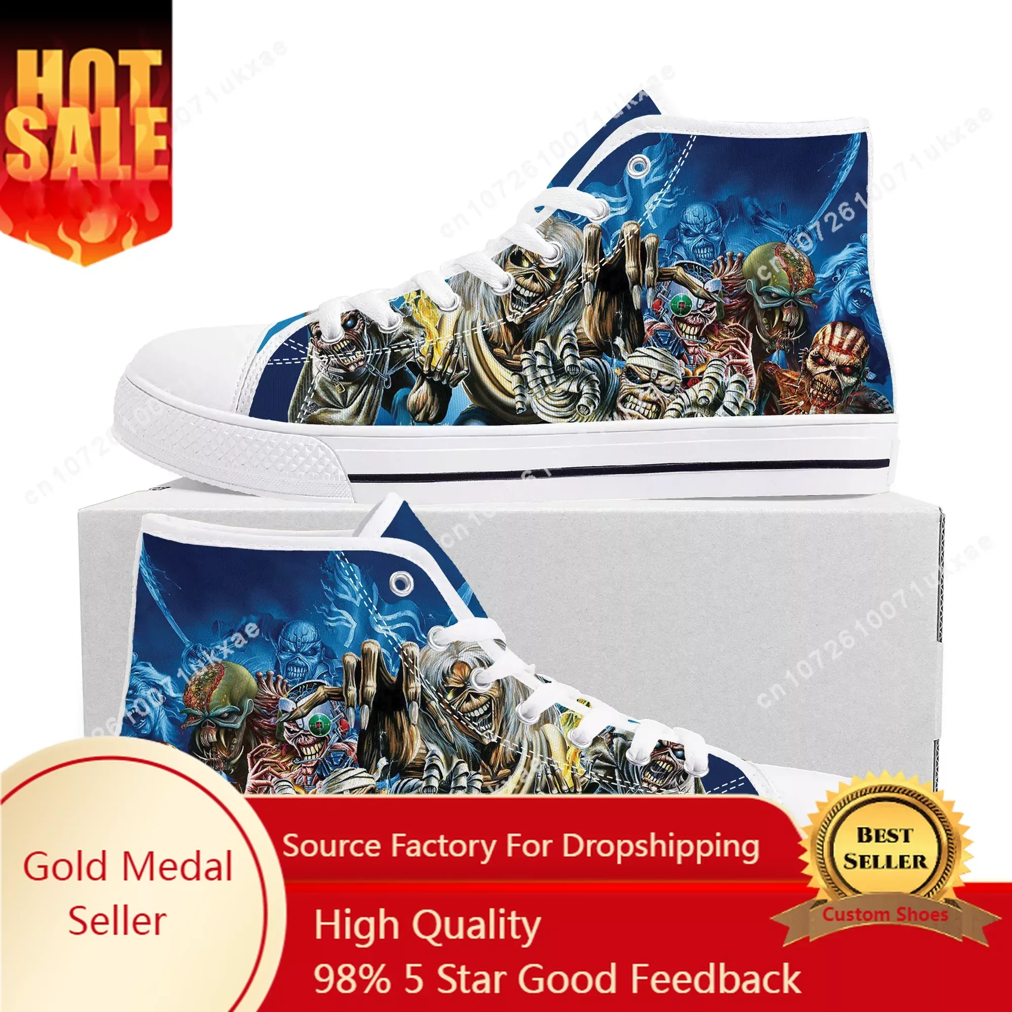 Maidens Heavy Metal Rock Band Singer Music Iron High Top Sneakers Mens Womens Teenager Canvas Sneaker Casual Custom Made Shoes