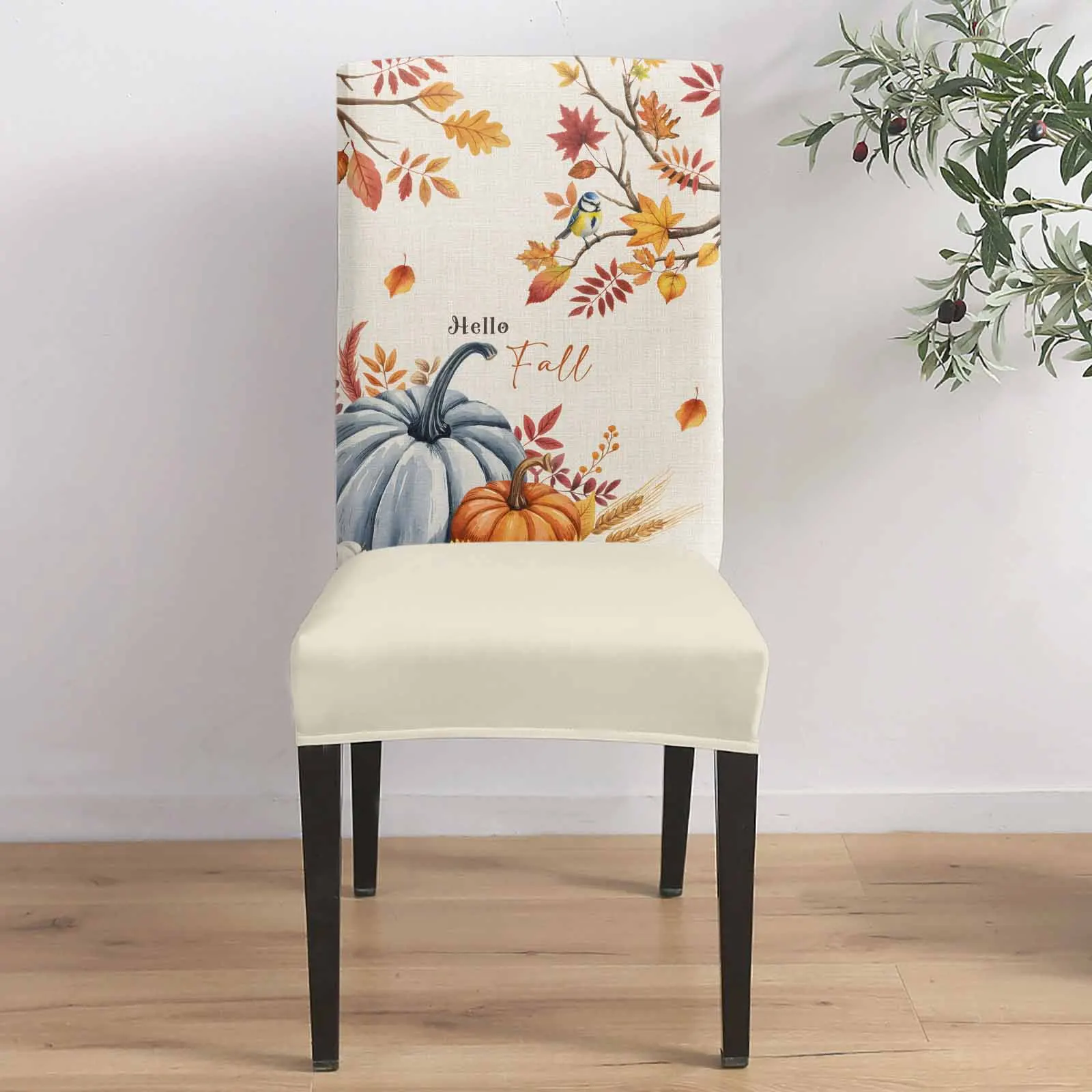 

Linen Background Autumn Plants 4/6/8PCS Spandex Elastic Chair Case For Wedding Hotel Banquet Dining Room