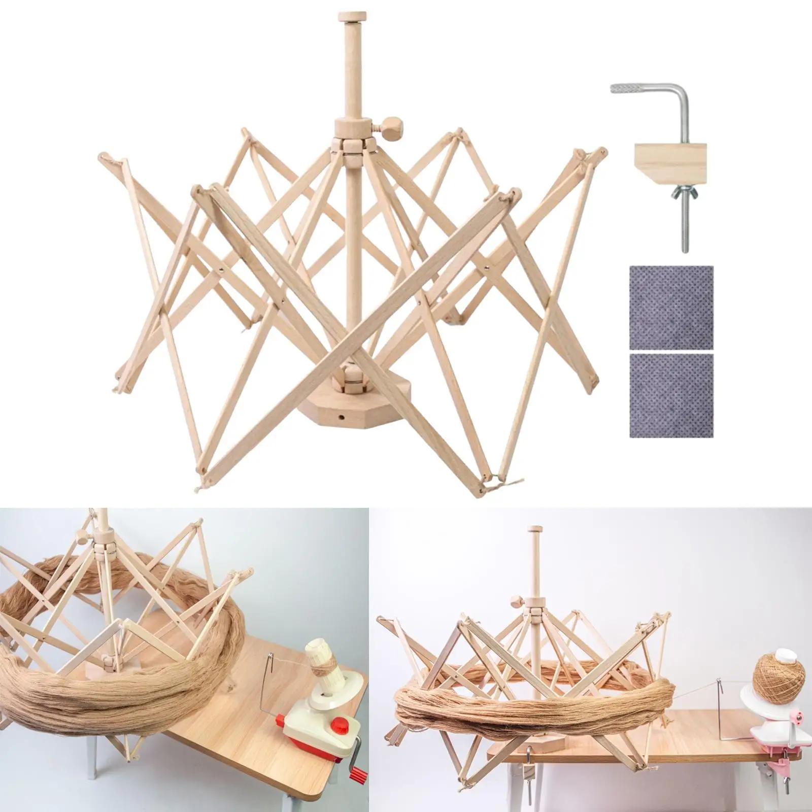 

Wooden Umbrella Swift Yarn Winder Lightweight Skein Winder Sturdy Knitting Yarn Holder Crochet Accessories for Crocheters Gifts