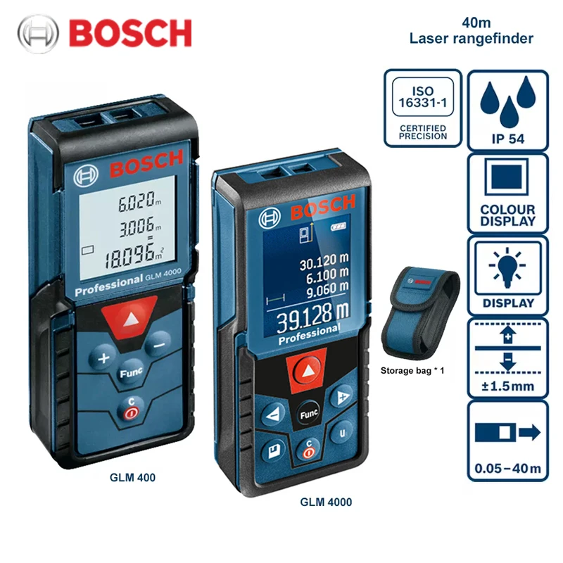 Bosch 40M Laser Rangefinder GLM400 GLM4000 Professional Multi Modes Digital Distance Meter High Precision Laser Measure Tape