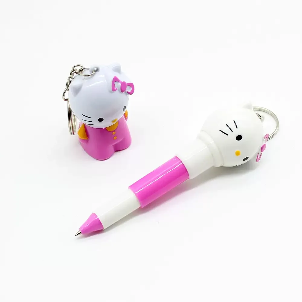 4 قطع من أقلام حبر جاف القرطاسية الإبداعية KT cat series الكرتون التعبير شكل قابل للسحب قلادة قلم حبر جاف
