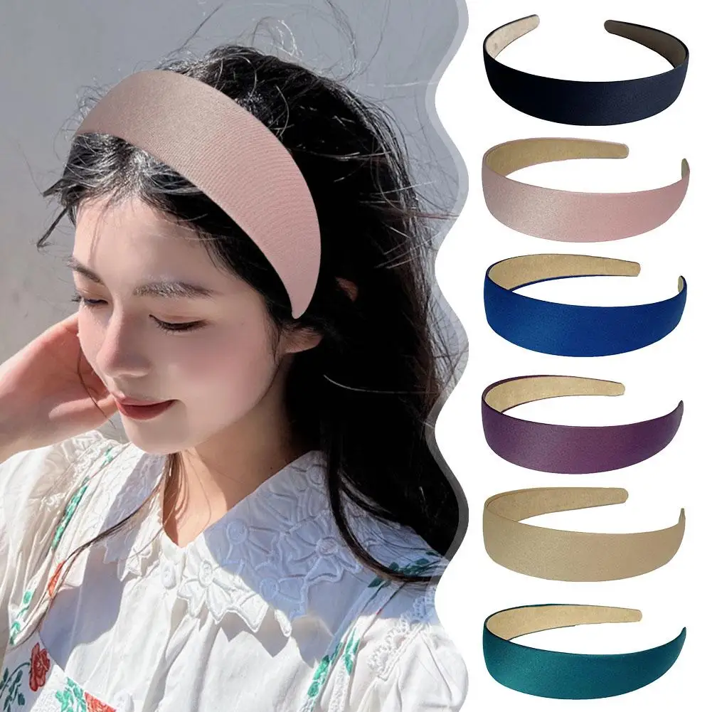 

3cm Wide Polyester Headband Solid Color Simple Hairband American Headwrap European Cloth Wrapped Fully Fashion Hair Accesso Z0v3