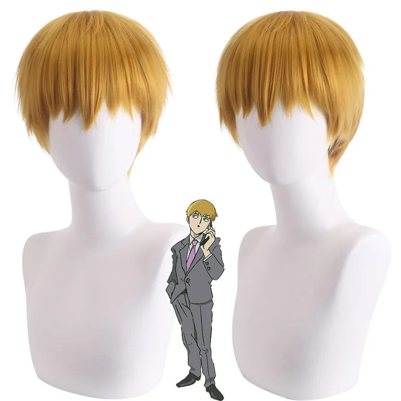 

Synthetic Short Gold Wig Cosplay Costume Heat Resistant Hair Halloween Party Role Play Daily Use