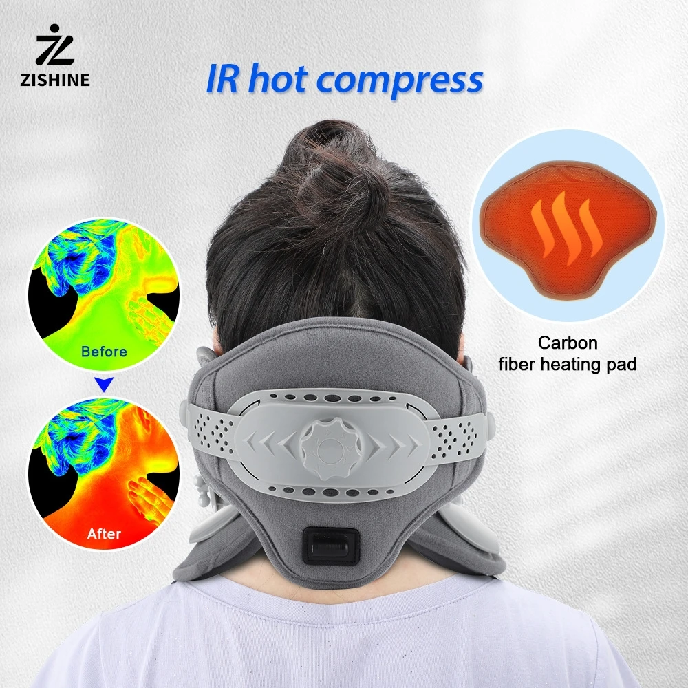 Neck Cervical Traction Adjustable Heating Cervical Support Posture Correction Collar Stretcher Neck Retractor for Chirdren Adult