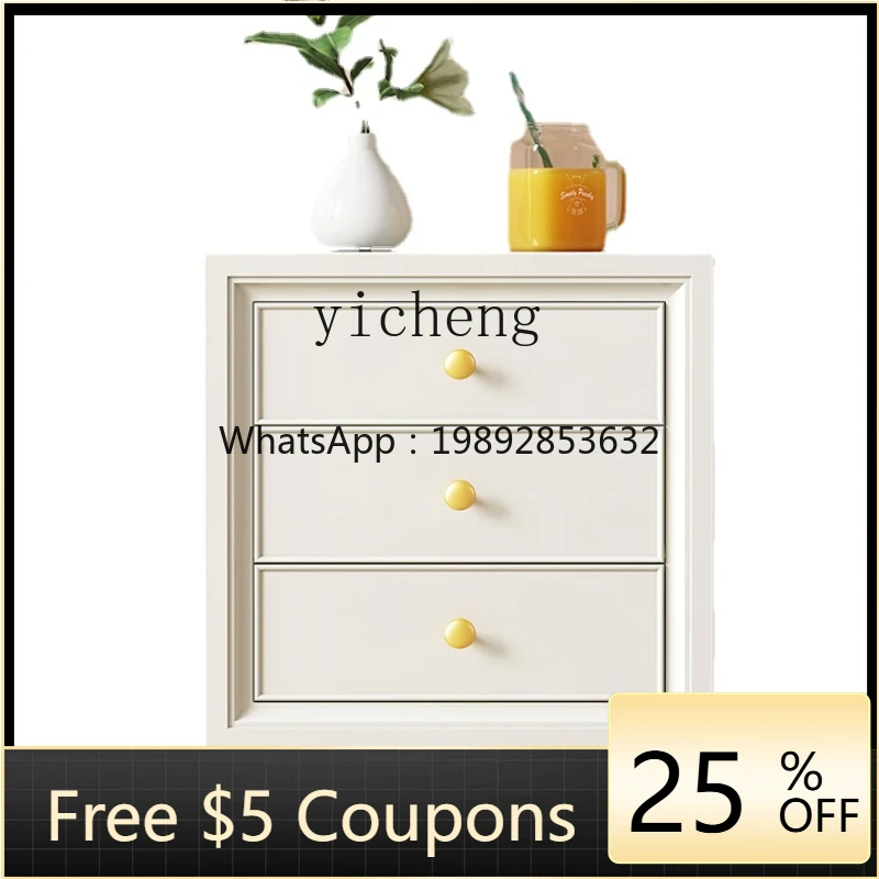 

ZXl Light Luxury Solid Wood Bedside Cabinet Bedroom Modern Small Storage Cabinet Storage