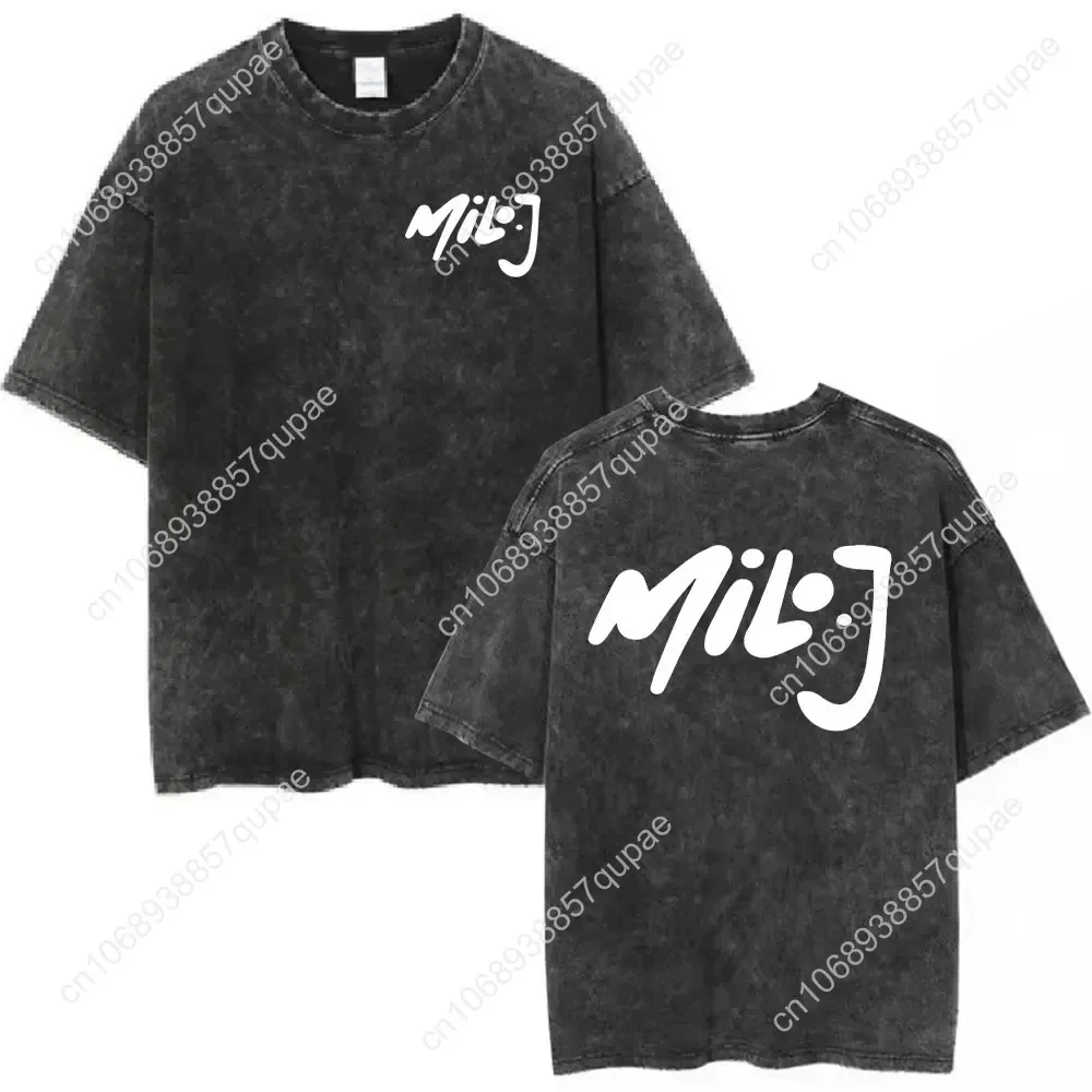 

Rapper Milo J Logo Vintage Washed T Shirts Men Women Clothing Harajuku Hip Hop T-shirt Cotton Short Slevee T-shirts Streetwear