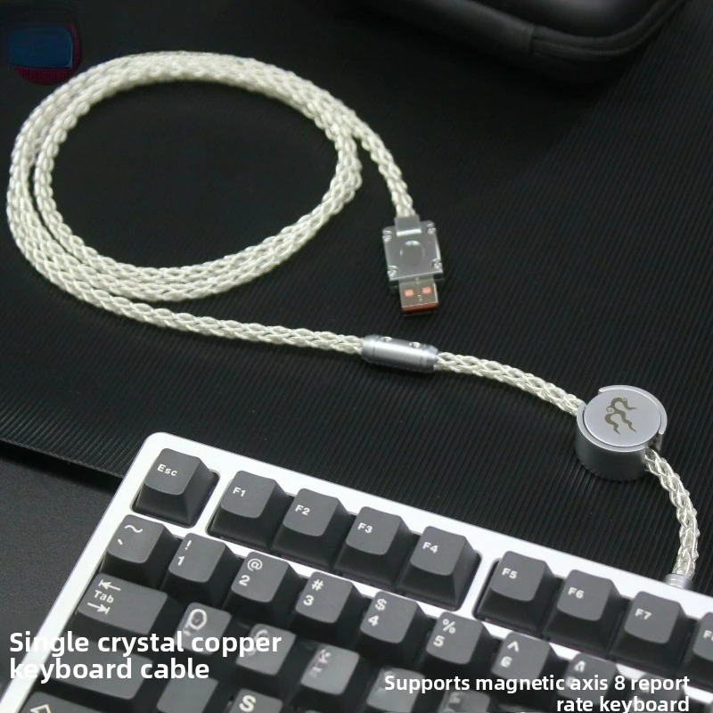 Single Crystal Copper 8-Strand Braided Keyboard USB Cable Support 8K High Polling Rate  for Mechanical Gaming Keyboard