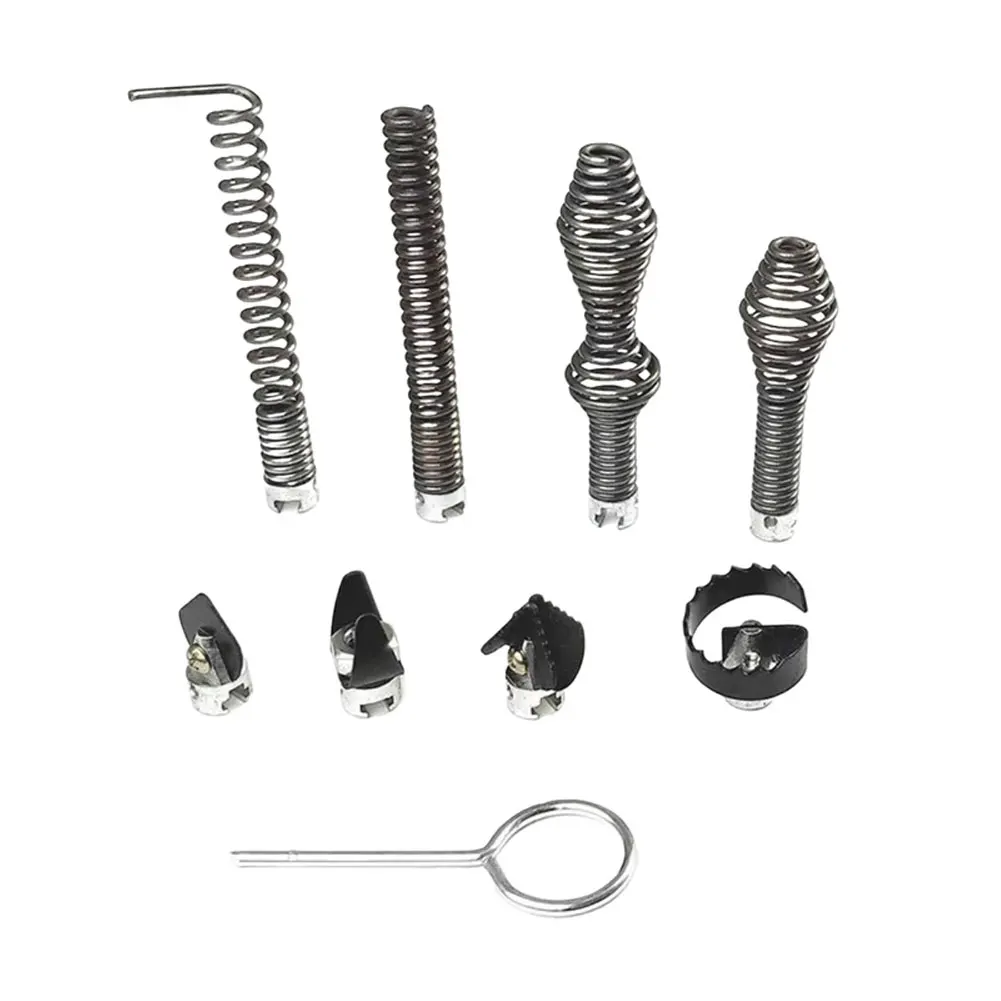 Heavy-Duty 9-Piece Drain Cleaning Kit with Iron Construction and Drill Attachment for Removing Tough Drain Clogs from Plumbing