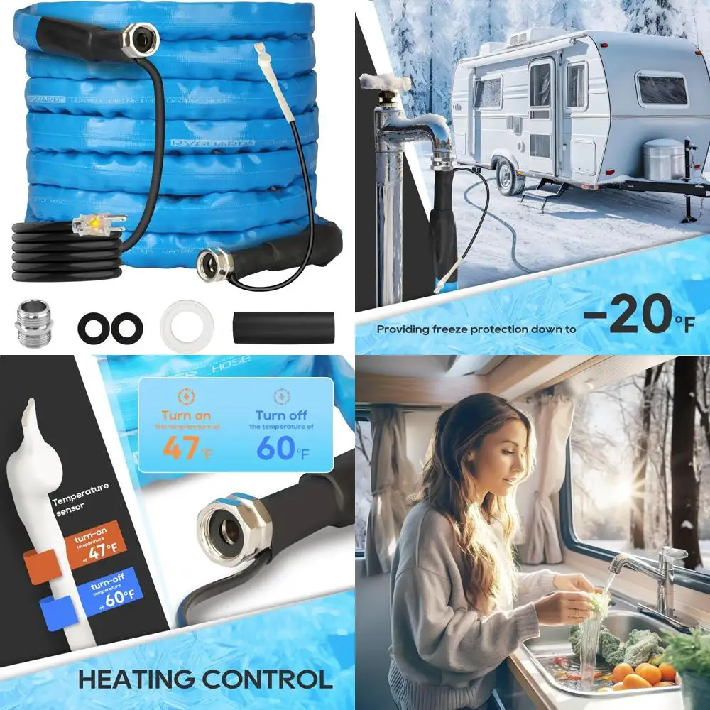 

Heated Water Hose for RV - 25 Feet with -20°F Freeze Protection and Energy-Saving Thermostat, Lead-Free and BPA-Free for RV Camp