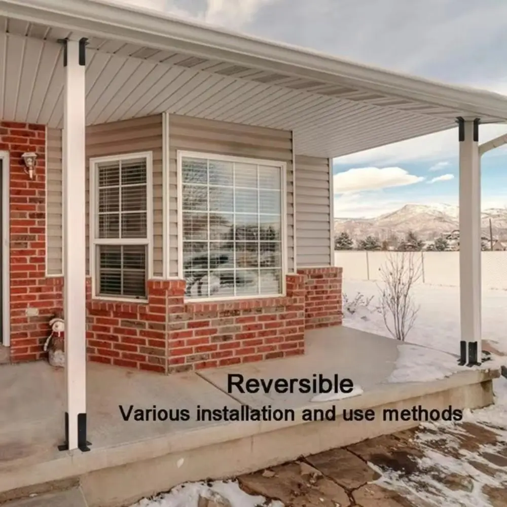 

4 шт. регулируемые базовые кронштейны для столба, устойчивые к коррозии черные опорные стойки для забора с винтом для тяжелых условий эксплуатации