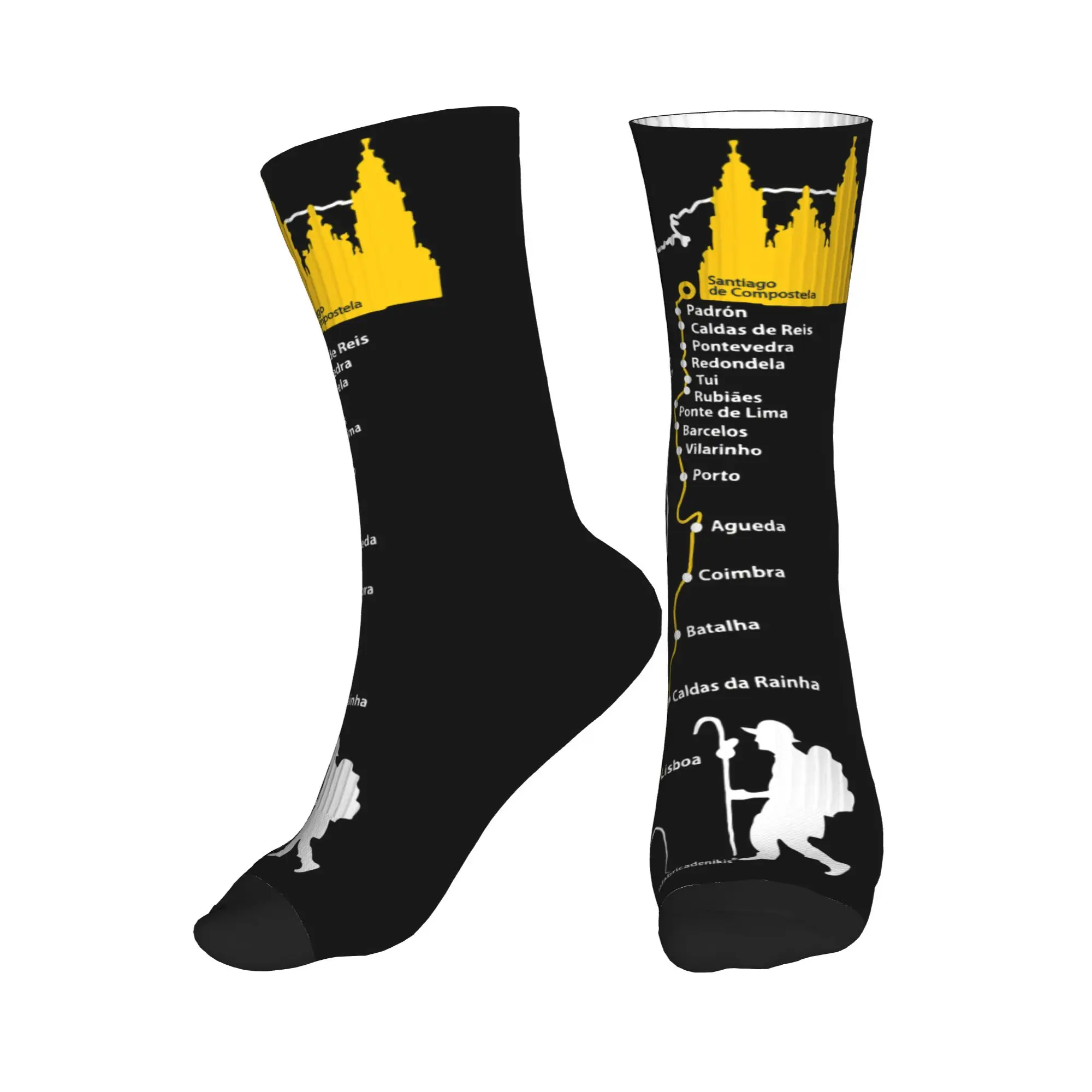 

Harajuku Buen Camino de Santiago Socks Men Women Warm 3D Printing Sports Basketball Socks