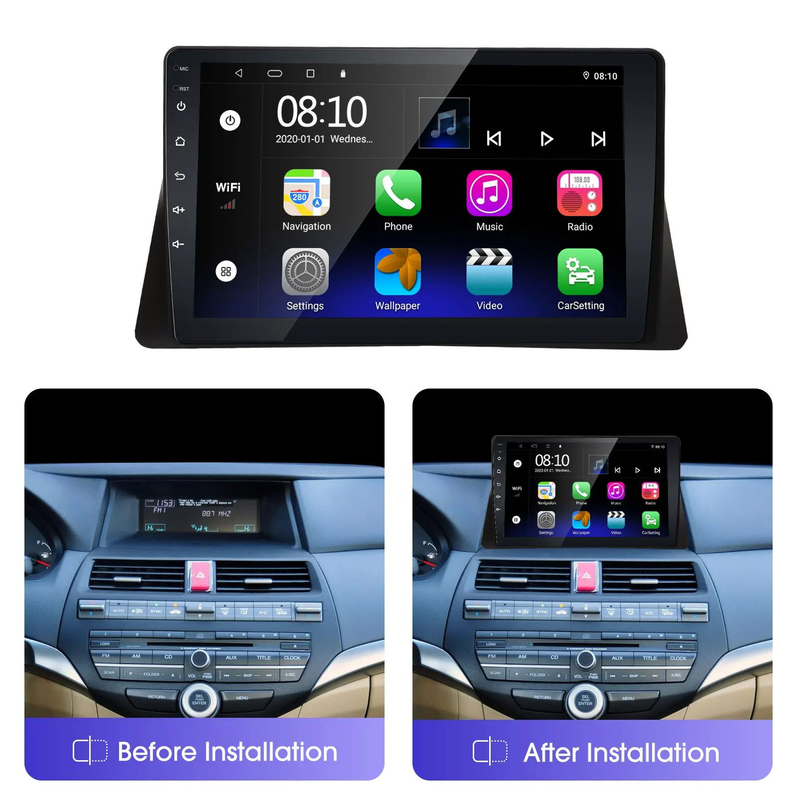 EzoneTronics CarPlay Android Auto CarRadio for Honda Accord 8th 2008-2013 360°Camera GPS Navigation Player Entertainment System