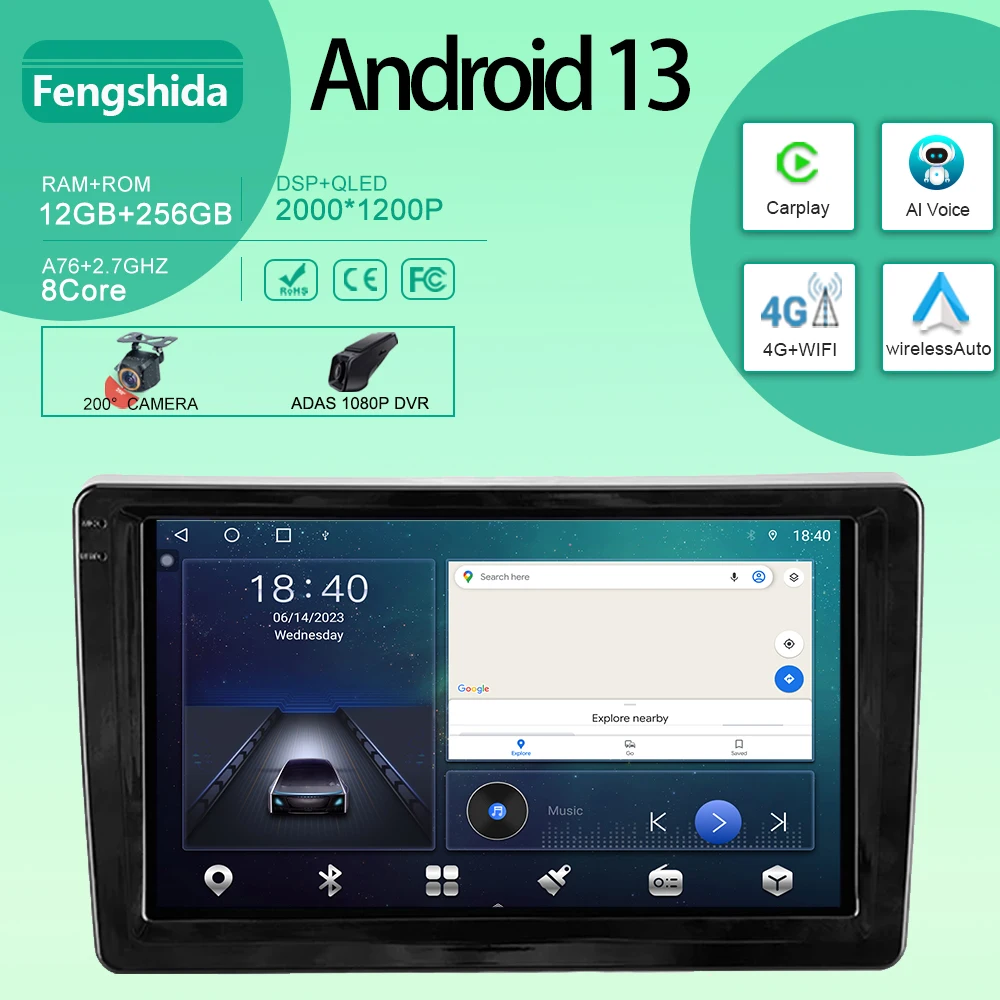 

Автомобильная магнитола на Android для Ferrari California 2008-2017, автомобильная магнитола, мультимедийный плеер с GPS-навигацией, Carplay QLED BT NO 2din DVD