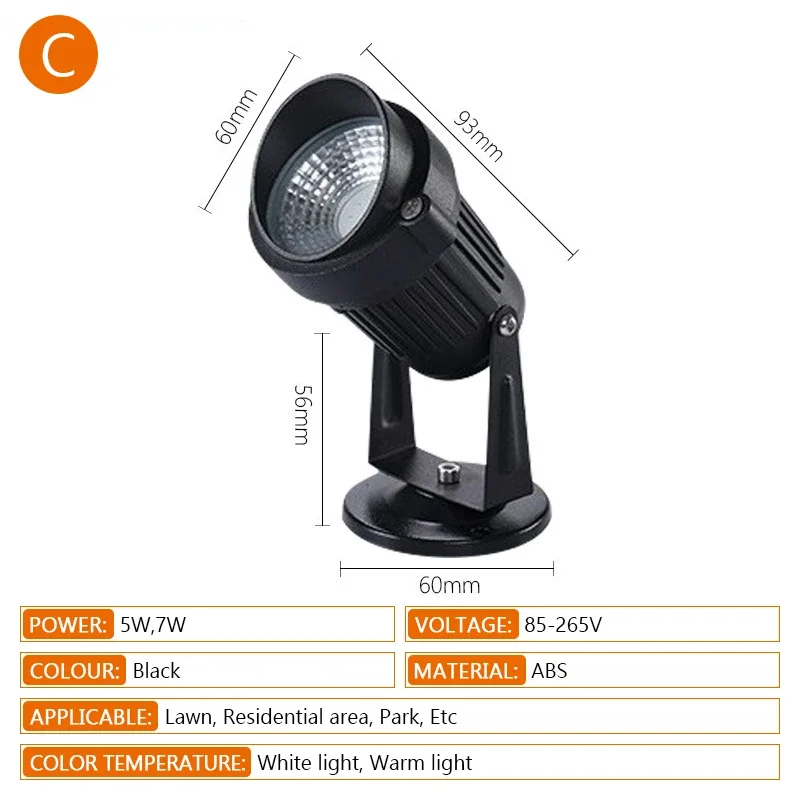 Outdoor LED waterdichte gazonlamp 5w COB Huishoudelijke lange nagel tuinlamp Terras Tuinpad Landschap Decoratie Verlichting Spotlig