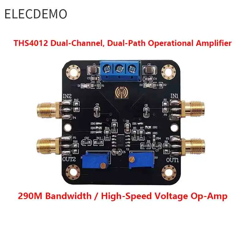 High Speed Voltage Feedback Op-Amp Module, 290MHz Bandwidth, High Slew Rate, Low Noise, Low Distortion, SMA Board Kit,THS4012