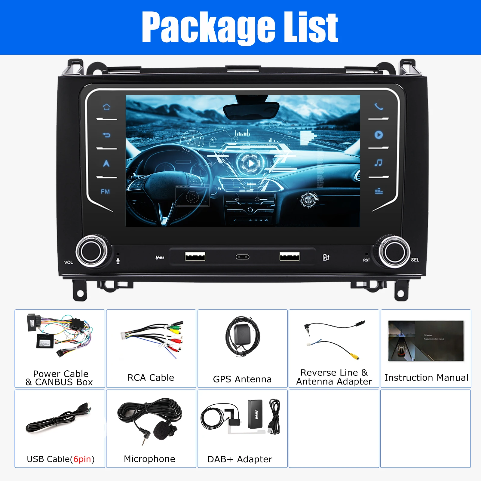 ESSGOO 7 inch Android 15 4+64GB autoradio GPS navigatie WiFi voor Benz B-Klasse W639 W169 W245 Vito FM BT USB SWC Mirror Link