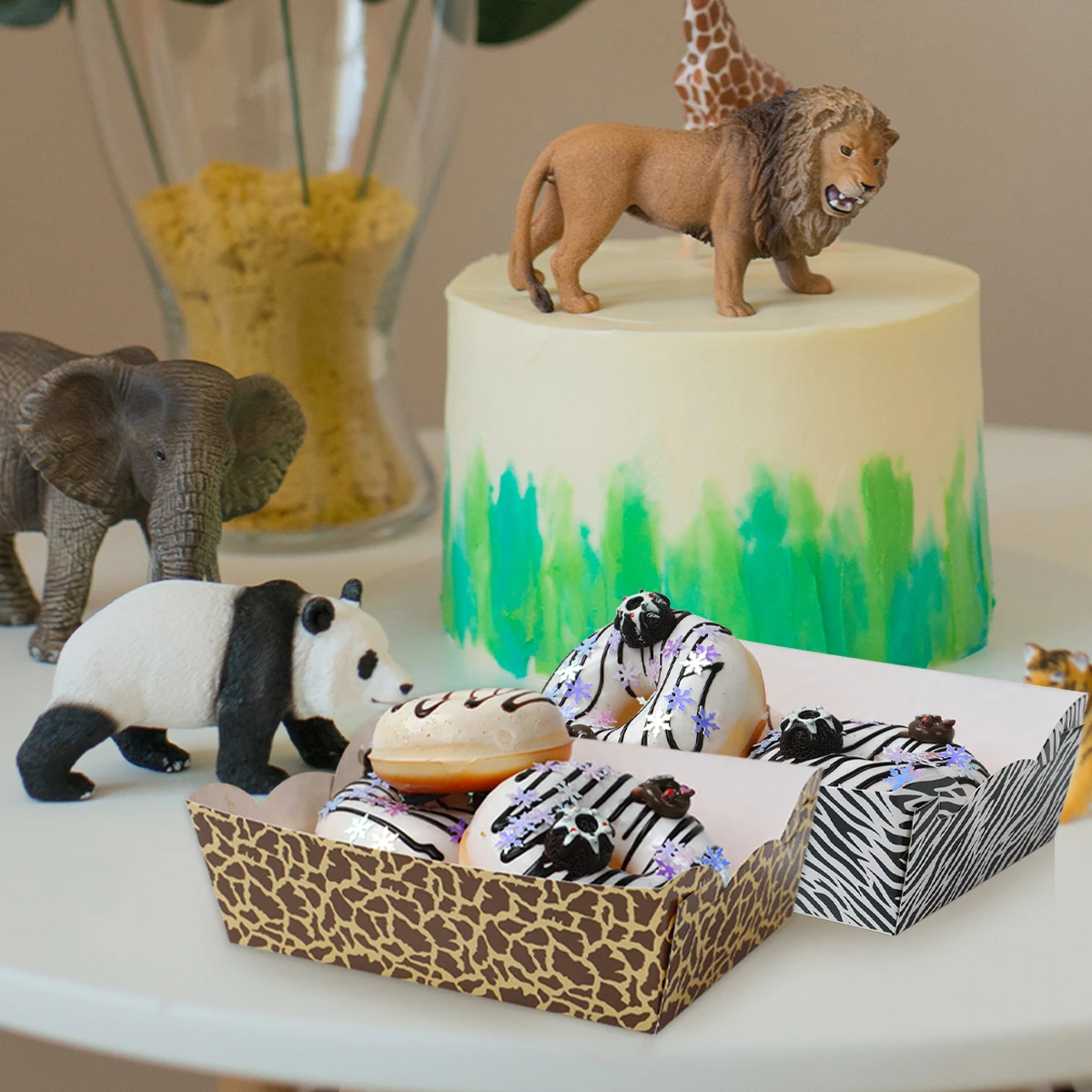 Jungle Animal Party Supplies Mini Snack Trays Leopard Print Paper Food Trays Safari Theme Birthday Party Decorations Baby Shower