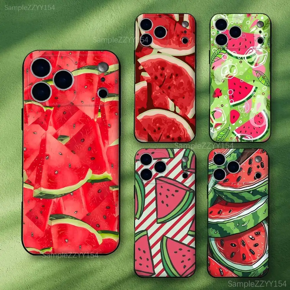 

Fruit Watermelon Phone Case For iPhone 17,16,15,14,13,12,Pro,Max,Plus,E,SE4,Air,Mini Black Soft Funda