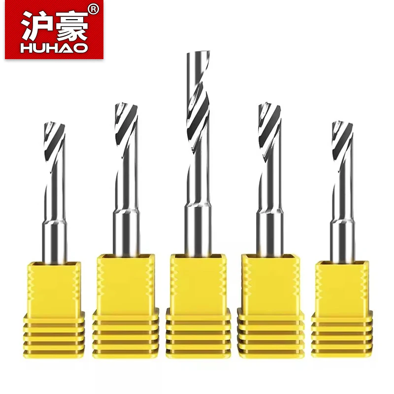 

HUHAO 3,175 4 5 6 мм Фреза с хвостовиком 2 канавки Фреза из твердосплавной стали Спиральная концевая фреза с одной канавкой Инструменты с ЧПУ по дереву и акрилу