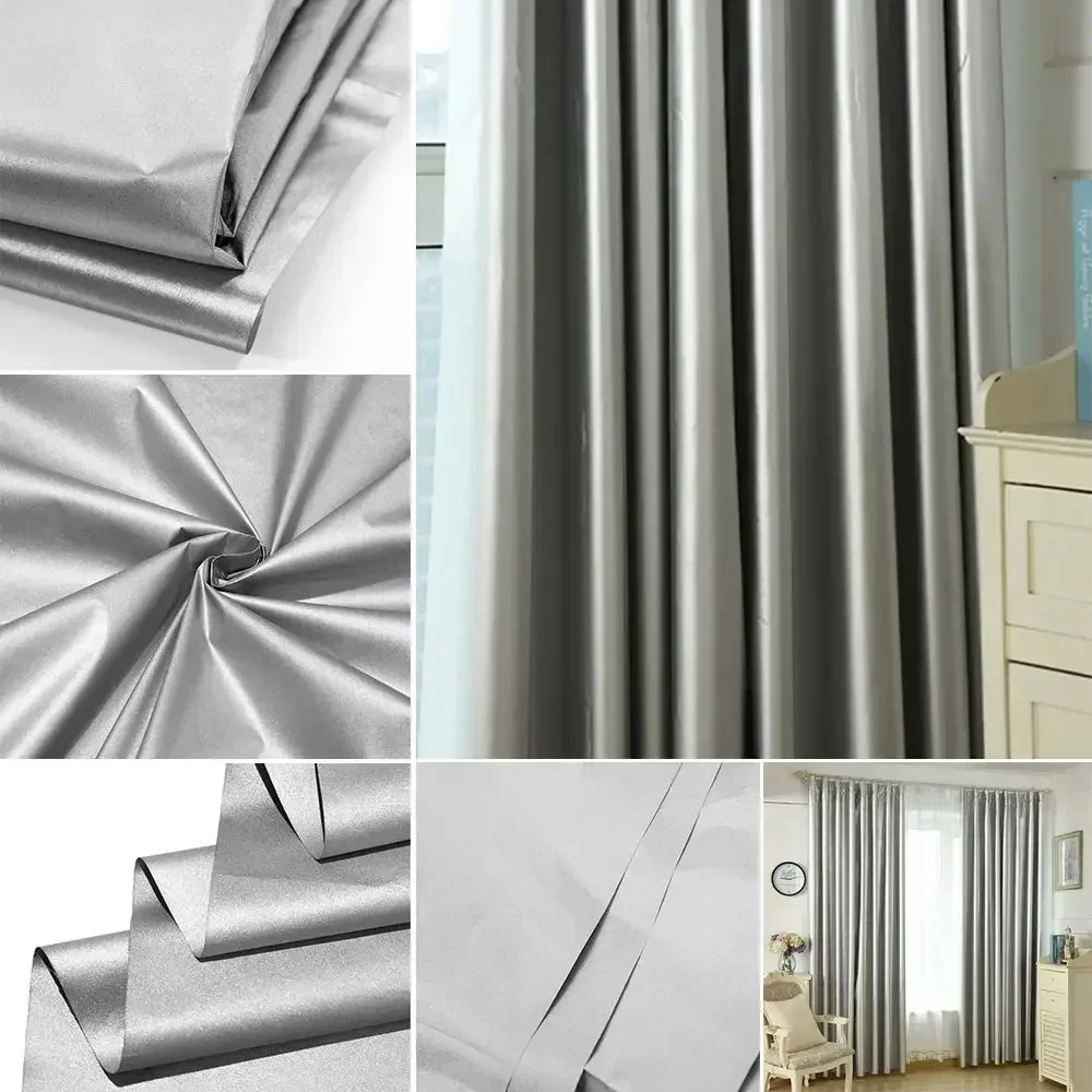 1PC Double-sided Silver Coated Full Shading Curtains Fabric Sun Protection Thermal Insulation Shade Cloth Home Office Decoration