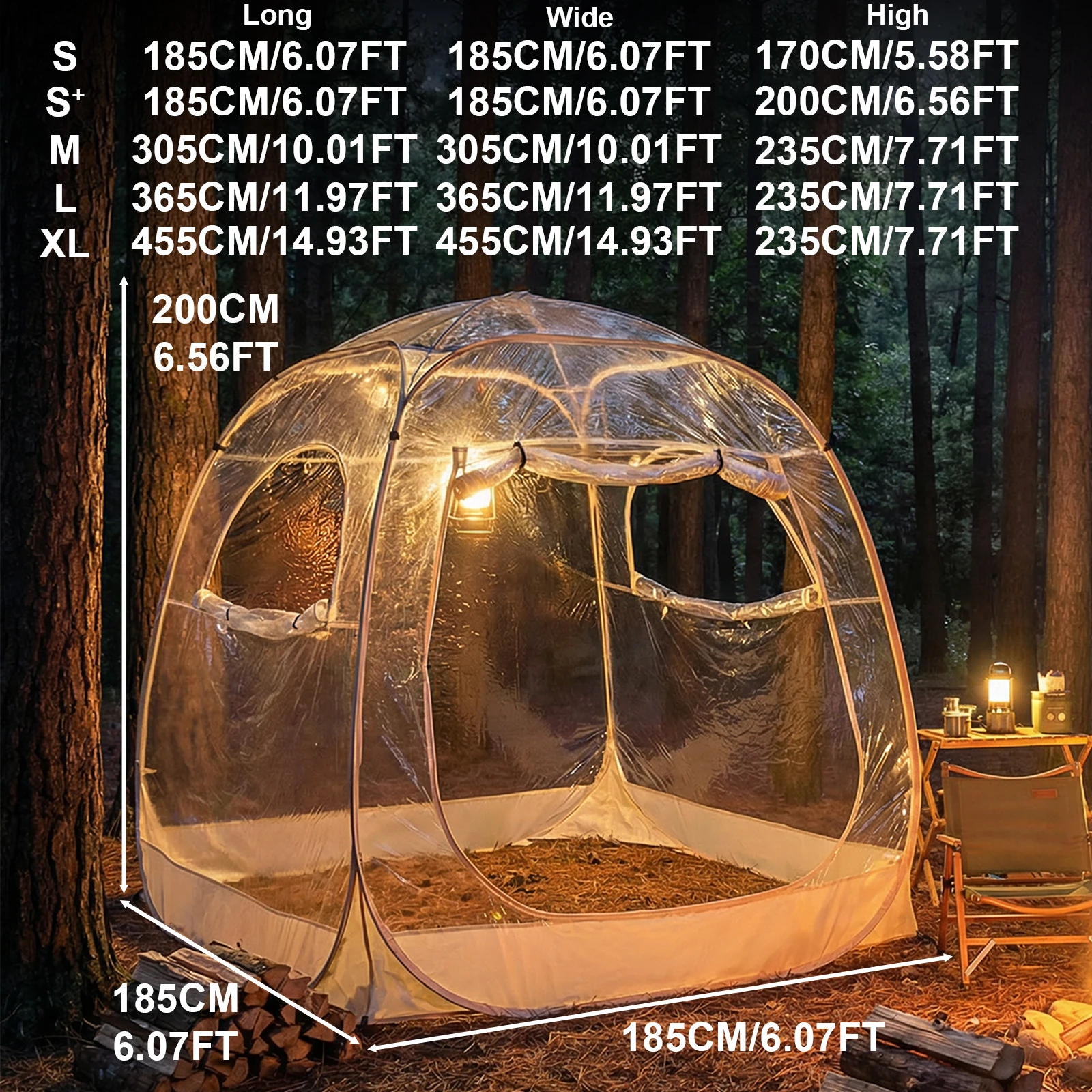 1 Pack Clear Bubble Tent, Spacious Dome Shelter for Camping Family, Transparent Outdoor Tent Glamping Gear.