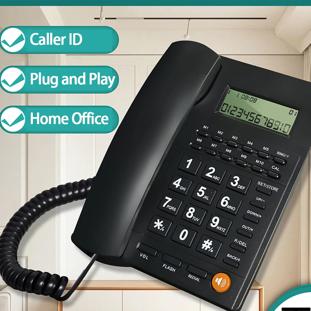 Desk Corded Telephone With Display Home Fixed Landline Phone quick dialing hands-free etc for Home Hotel Office Restaurant