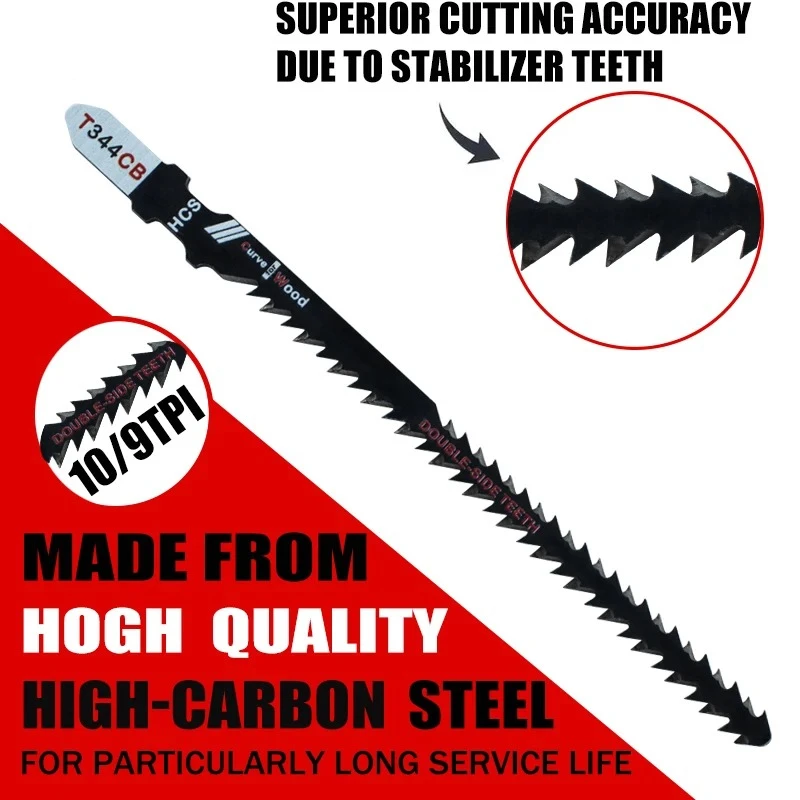Double-Sided Jigsaw Blades 4/8-Pack T344Cb for Efficient Curved Cutting, Wood & Plastic Saber Saw Blades Set for Diyers & Carpen