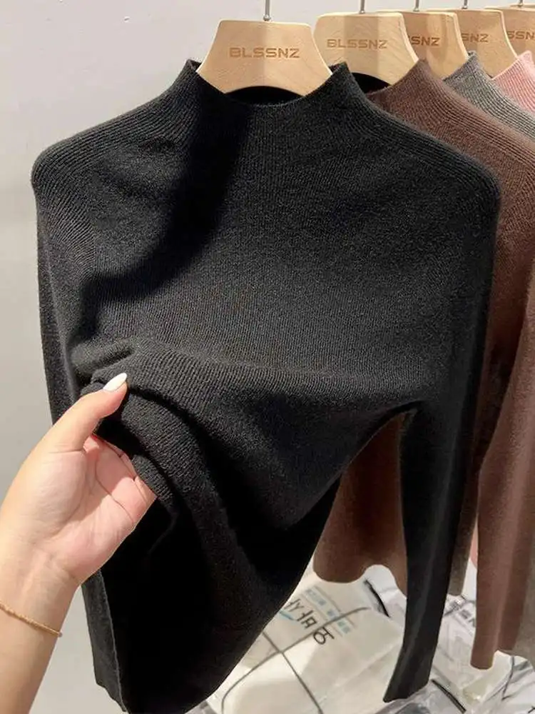 المرأة الخريف الشتاء الصوف الناعم محبوك irt f عالية طوق الأبيض ملابس داخلية سليم صالح متوسطة طوق سترة قاعدة طبقة أعلى #4