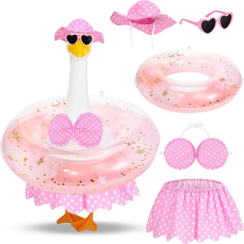 

Fun Outdoor Decorations Goose Costume Hawaiian Style Summer Outfit Porch Goose Clothing Decorative Lawn Garden Outdoor Pool