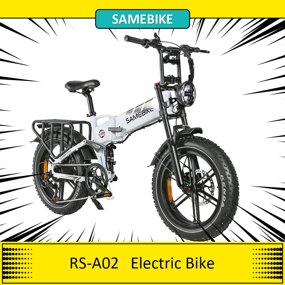 SAMEBIKE RS-A02 Electric Bike, 48V 17Ah Battery 1200W Motor Folding Off Road E-bike, 20*4 