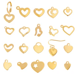 20pcs/lot Stainless Steel Charm Heart Charms for Jewelry Making DIY Pendant Necklace Jewellery Making Supplies Accessories