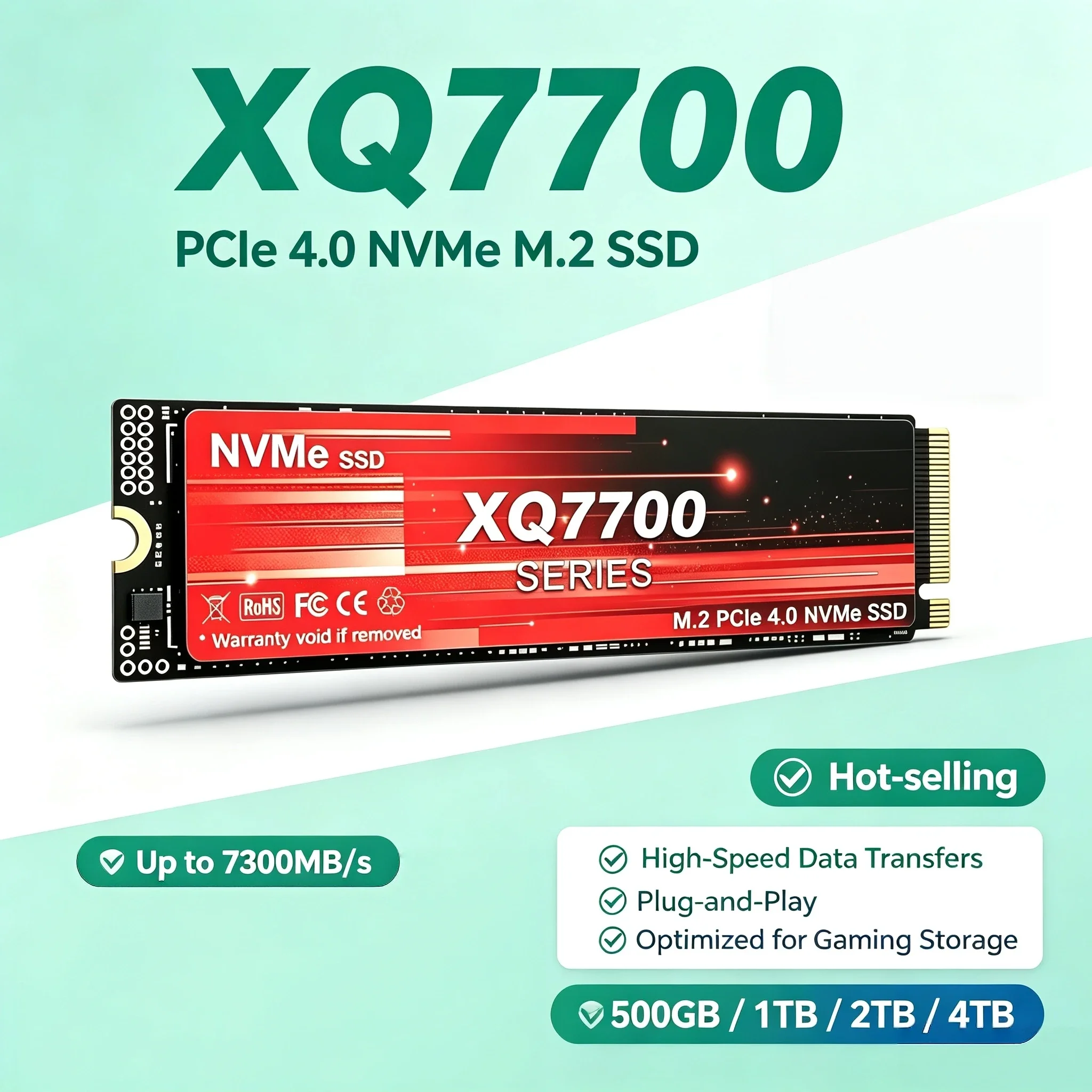 PCIe4.0 NVMe M.2 SSD XQ7700 NEW 500GB 4TB 7300MB/s Max Read Hard Disk Drive Solid State for Desktop Computers Speed