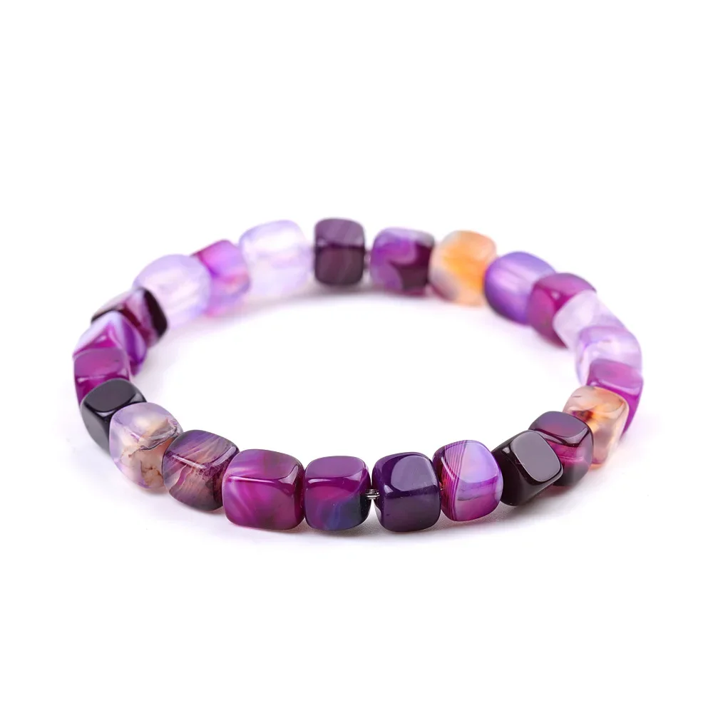 10pc Summer Square Colorful Dream Lemon Yellow Purple Agate 7 Chakra Stone Yoga Bracelet Fantastic Friendship Bracelet for Women