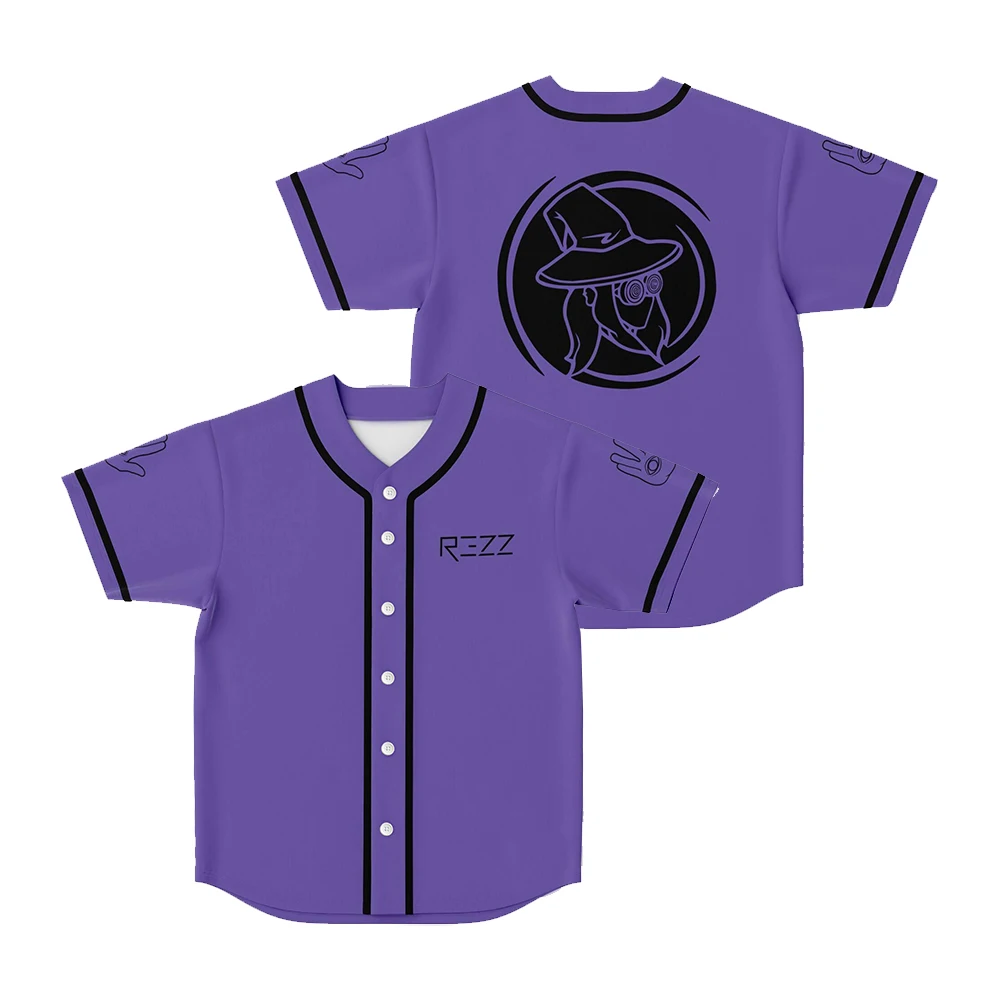 

Rezz Purple Circle Baseball Jersey Top Shirt V-Neck Short Sleeve Tee Women Men Streetwear Hip Hop Clothes