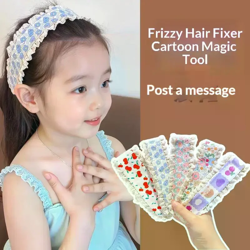 Sweet Floral Knitted Bangs Sticker Headband Summer Cute Girl Magic Sticker Hair Band Printed Hair Sticker Headdress